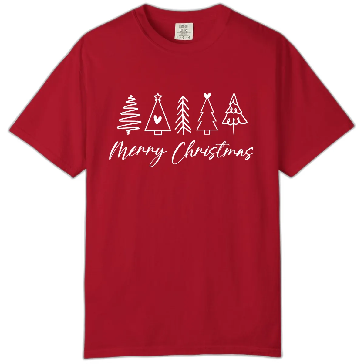 Christmas Trees and Script Text Comfort Color in Red