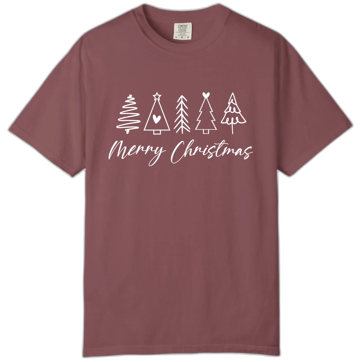 Christmas Trees and Script Text Comfort Color in Brick