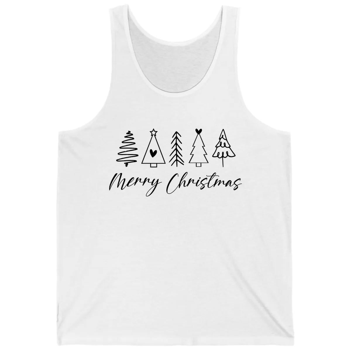Christmas Trees and Script Text Tank in White