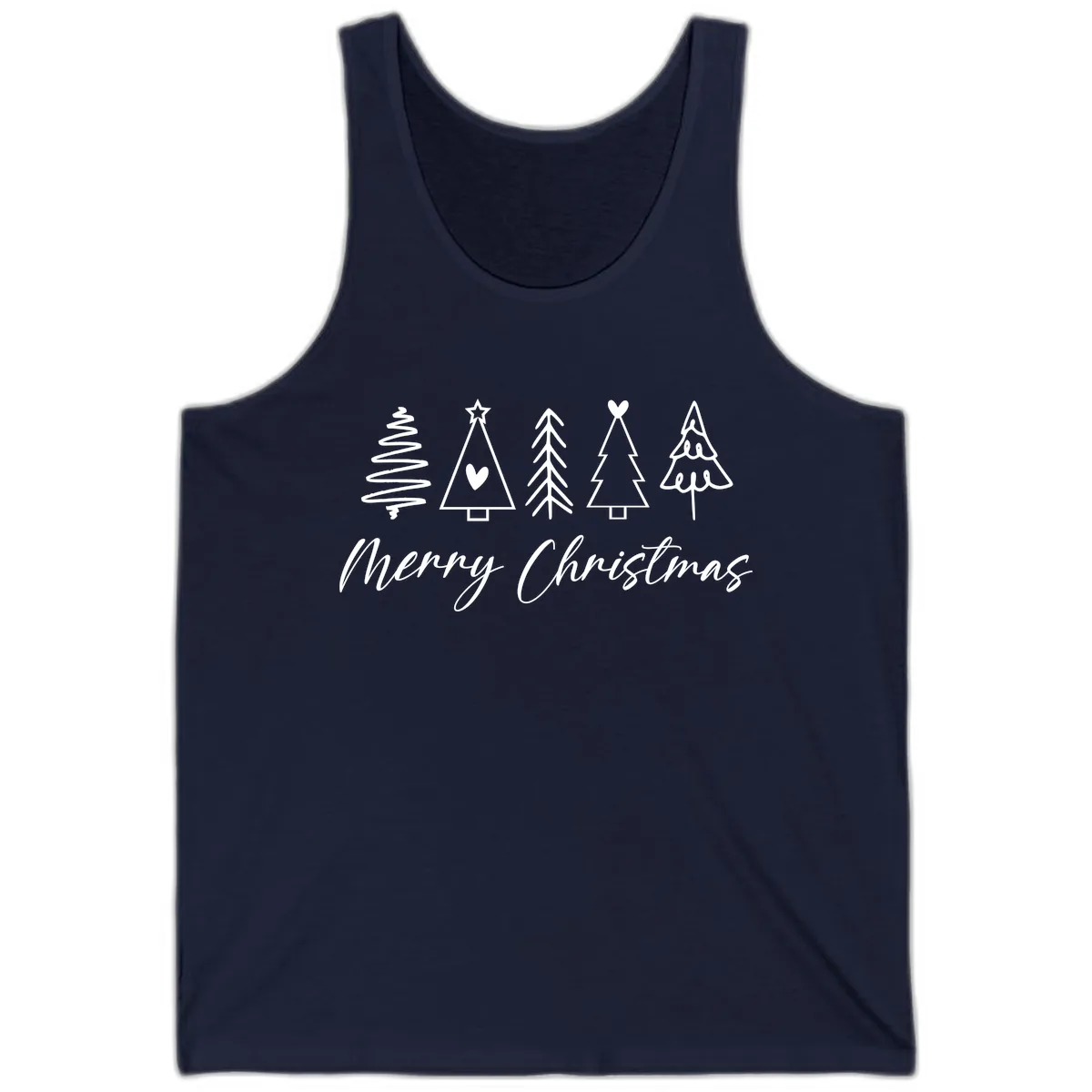 Christmas Trees and Script Text Tank in Navy