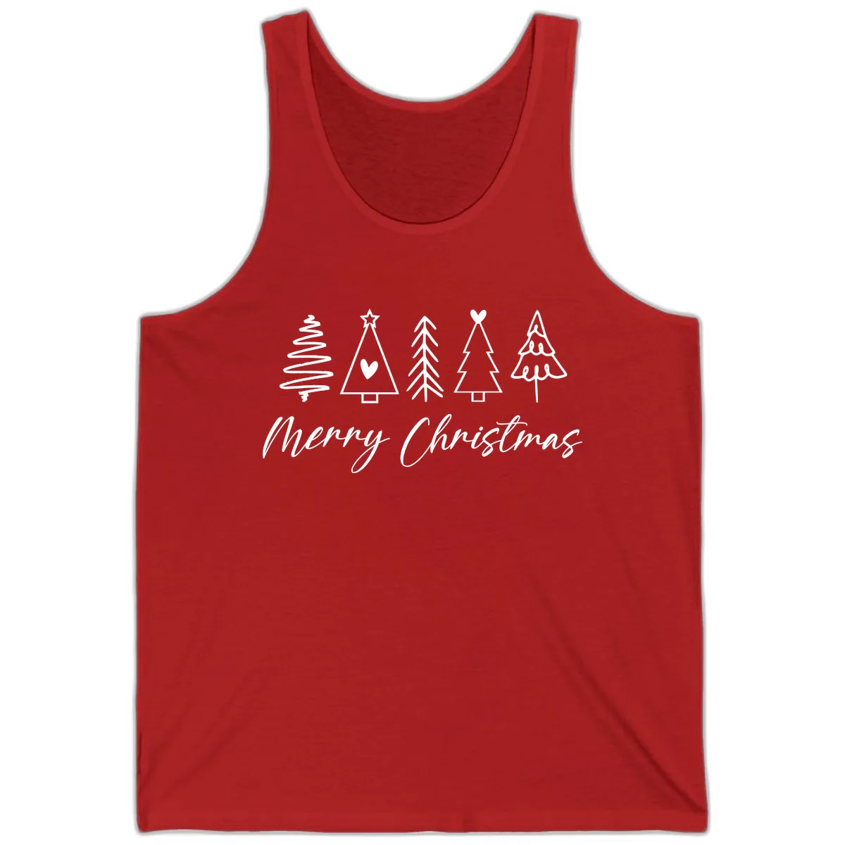 Christmas Trees and Script Text Tank in Red