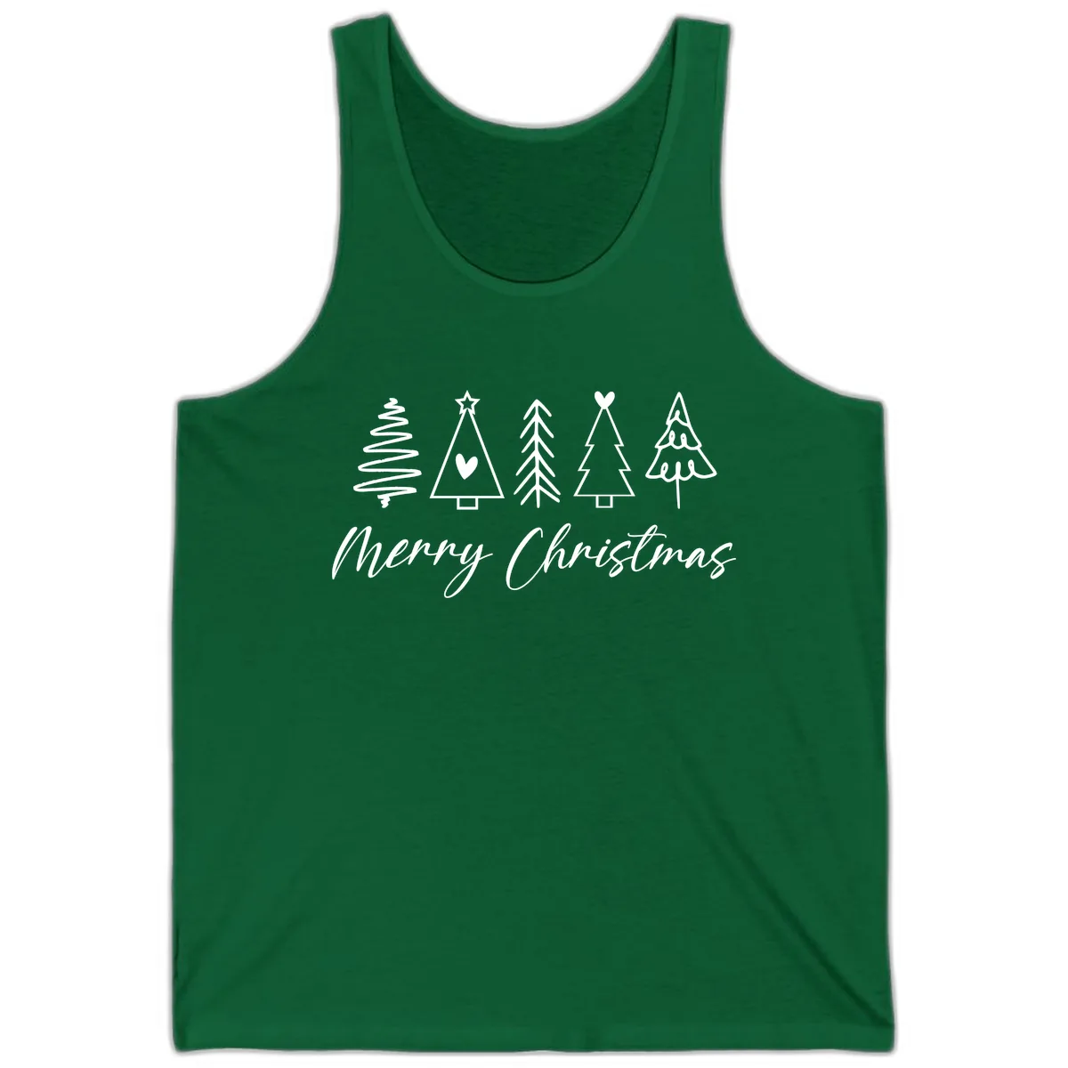 Christmas Trees and Script Text Tank in Kelly