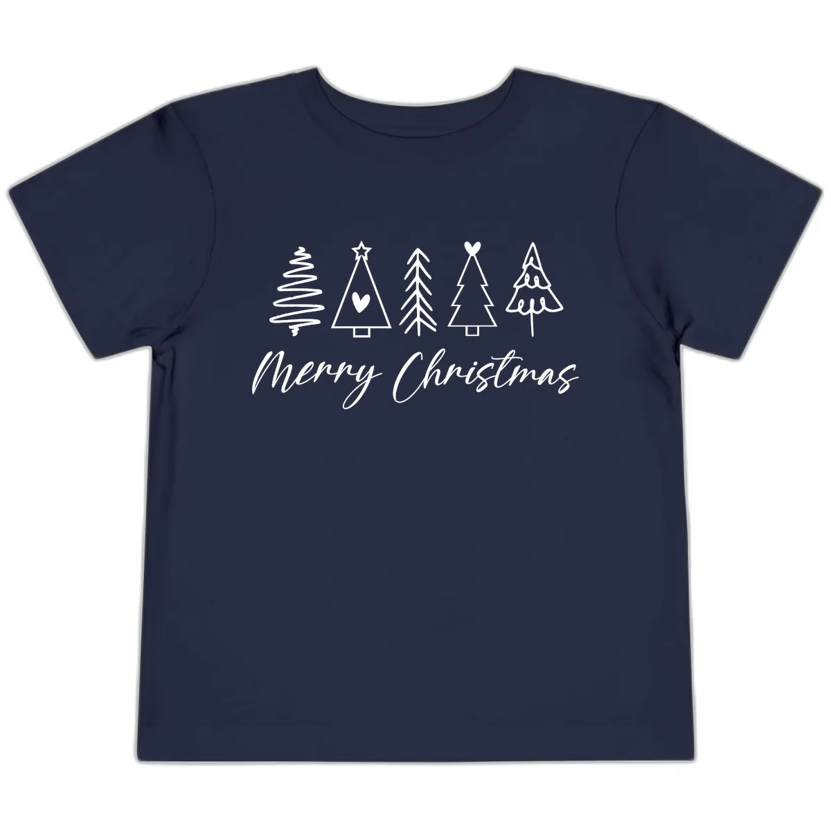Christmas Trees and Script Text Toddler T-Shirt in Navy