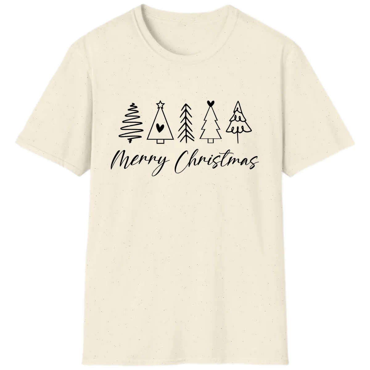 Christmas Trees and Script Text T-Shirt in Natural