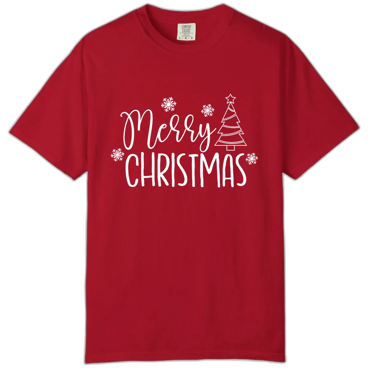 Merry Christmas Script Tree Comfort Color in Red