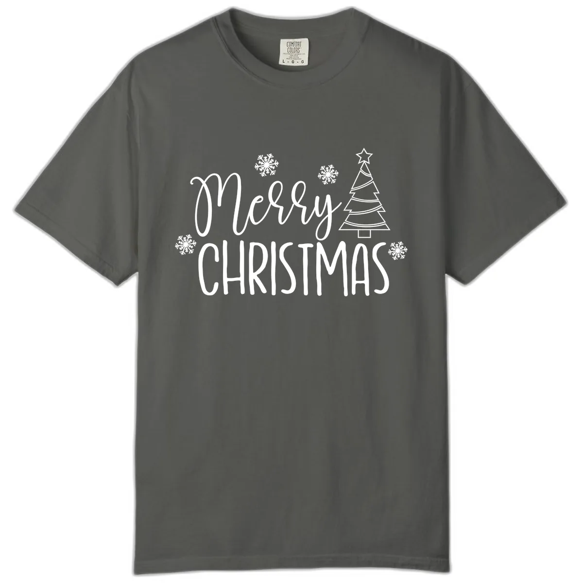 Merry Christmas Script Tree Comfort Color in Pepper