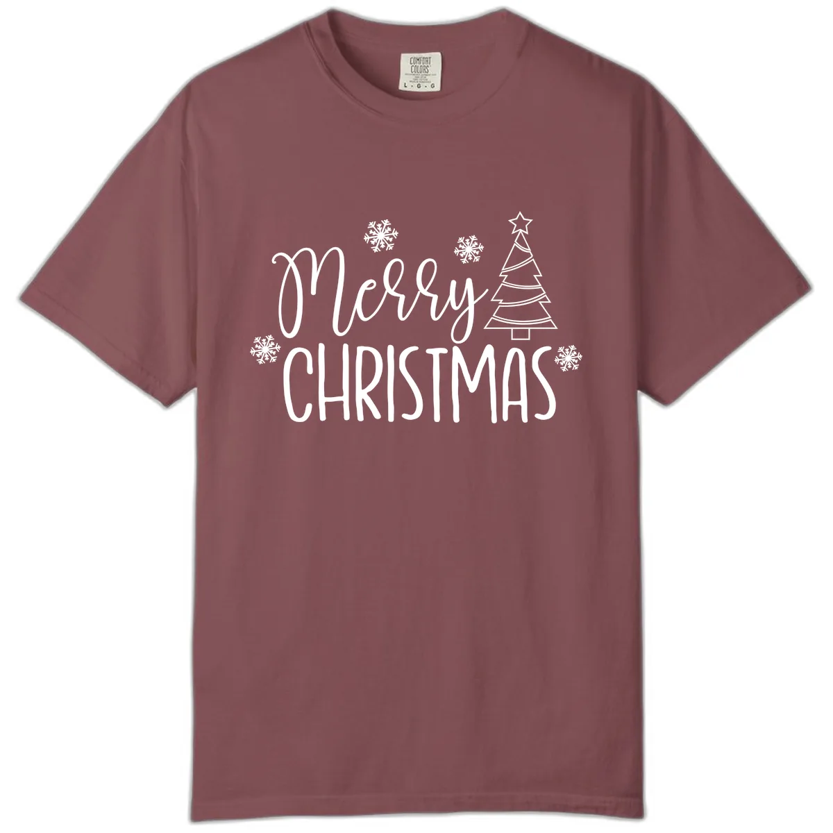 Merry Christmas Script Tree Comfort Color in Brick