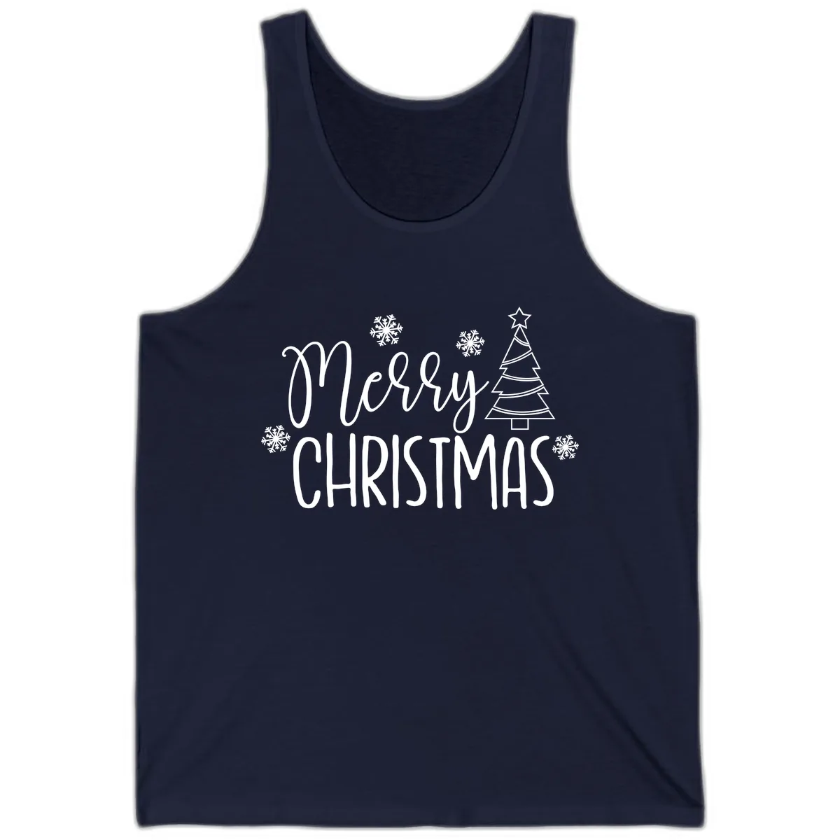 Merry Christmas Script Tree Tank in Navy