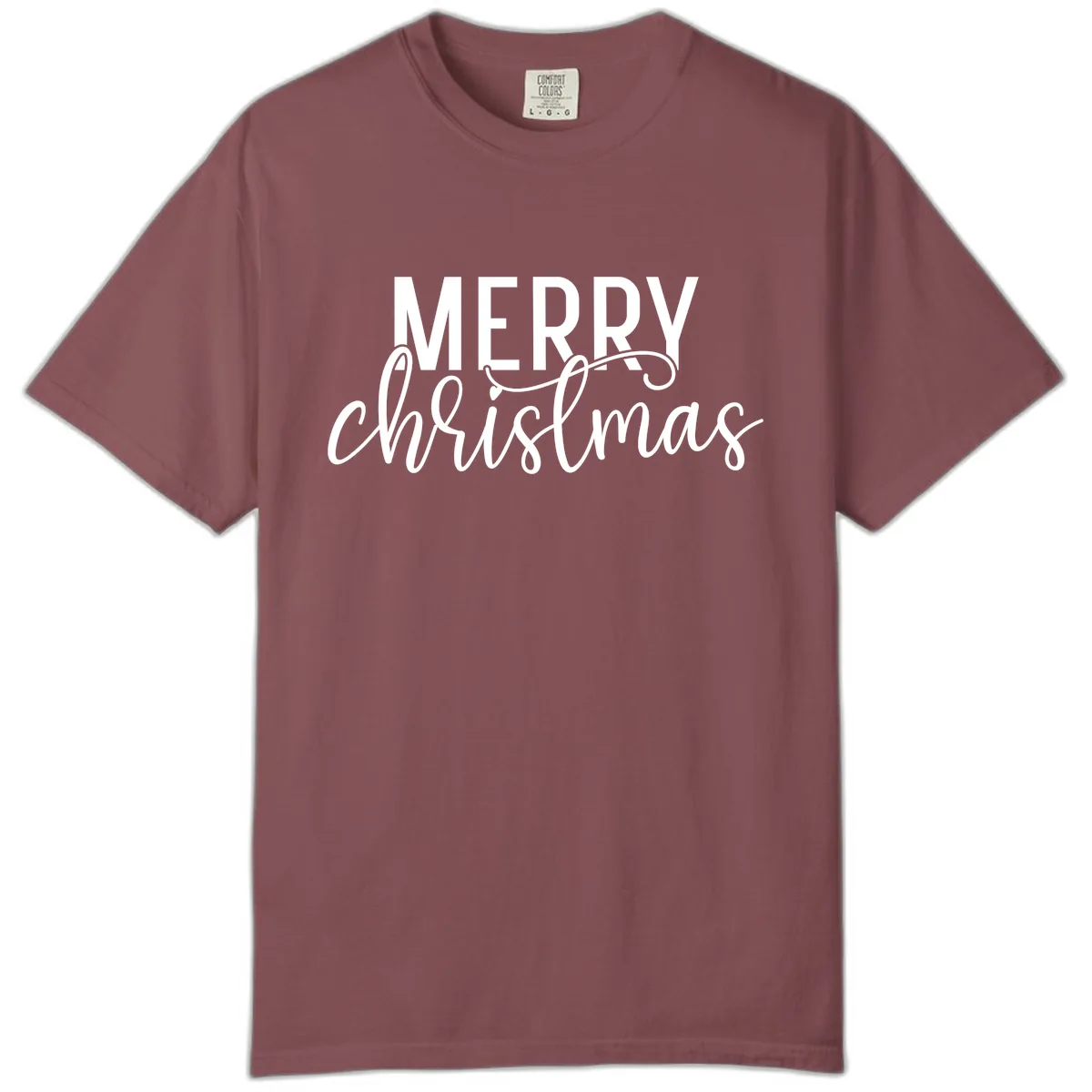 Merry Christmas Script Typography Comfort Color in Brick