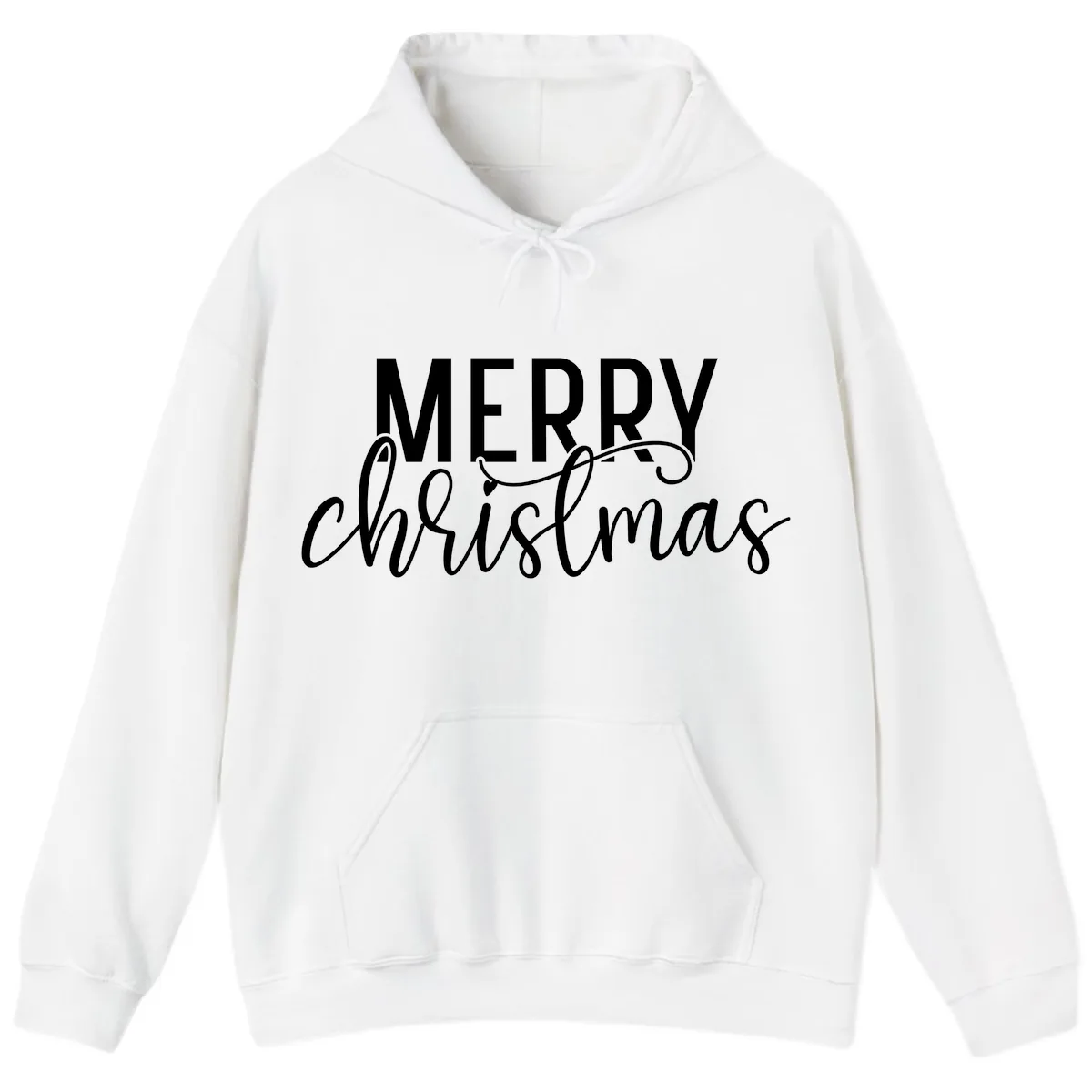 Merry Christmas Script Typography Hoodie in White