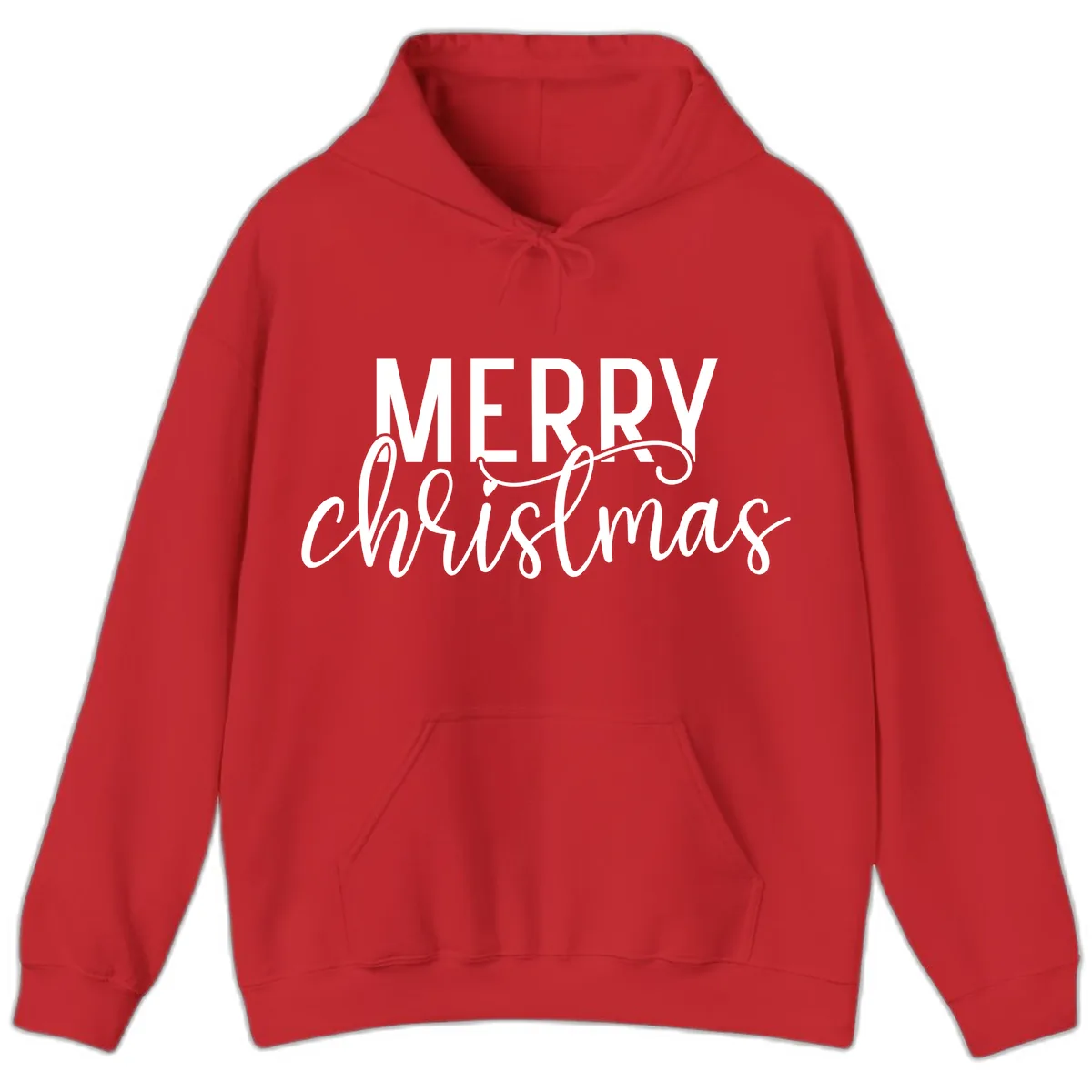 Merry Christmas Script Typography Hoodie in Red