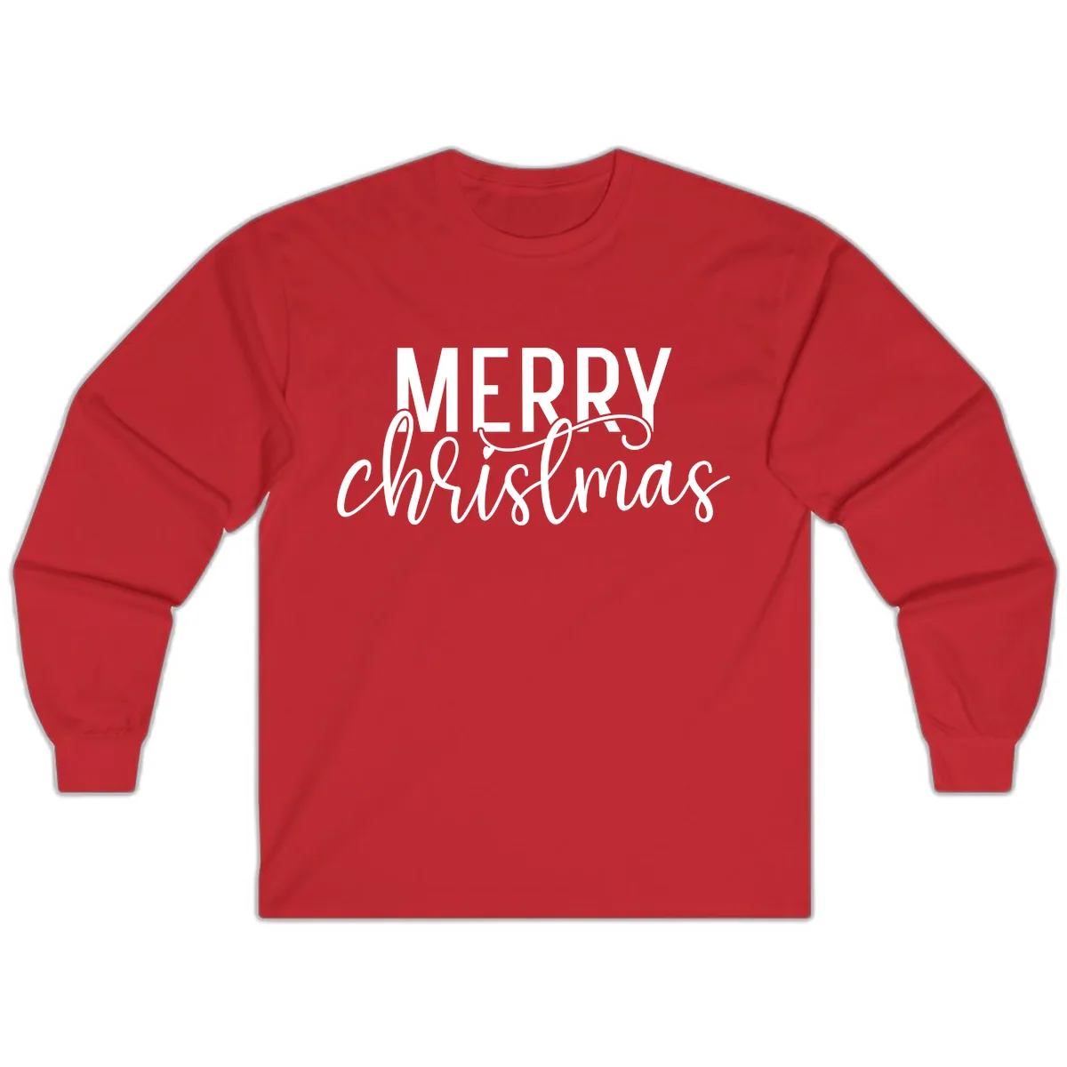 Merry Christmas Script Typography Long Sleeve in Red