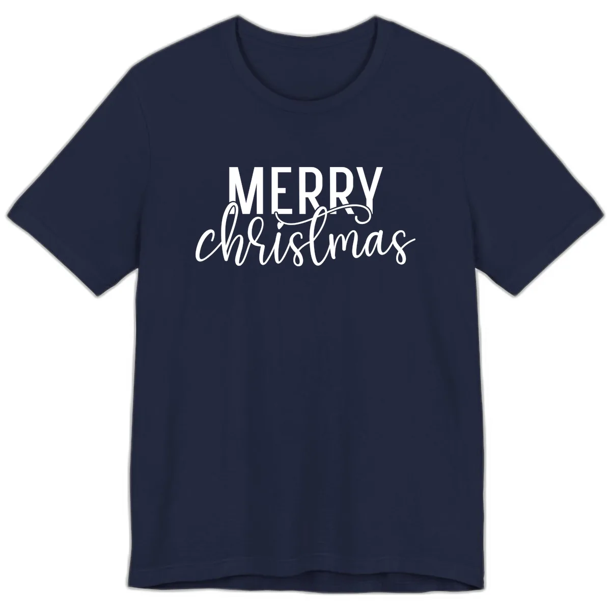 Merry Christmas Script Typography Premium T-Shirt in Navy