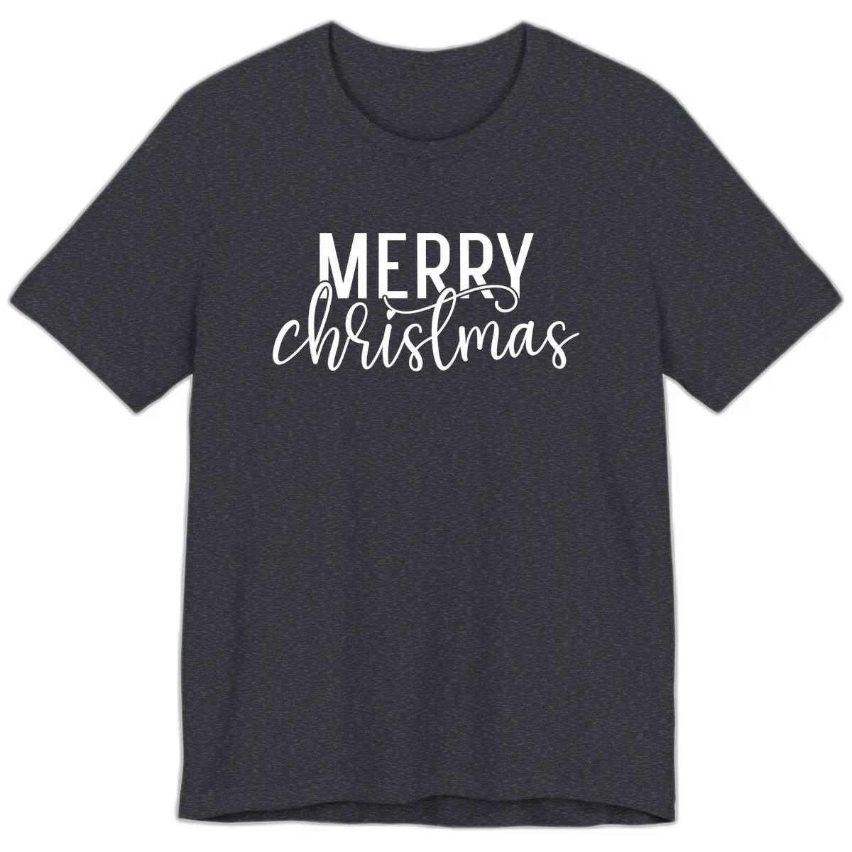 Merry Christmas Script Typography Premium T-Shirt in Heather Navy