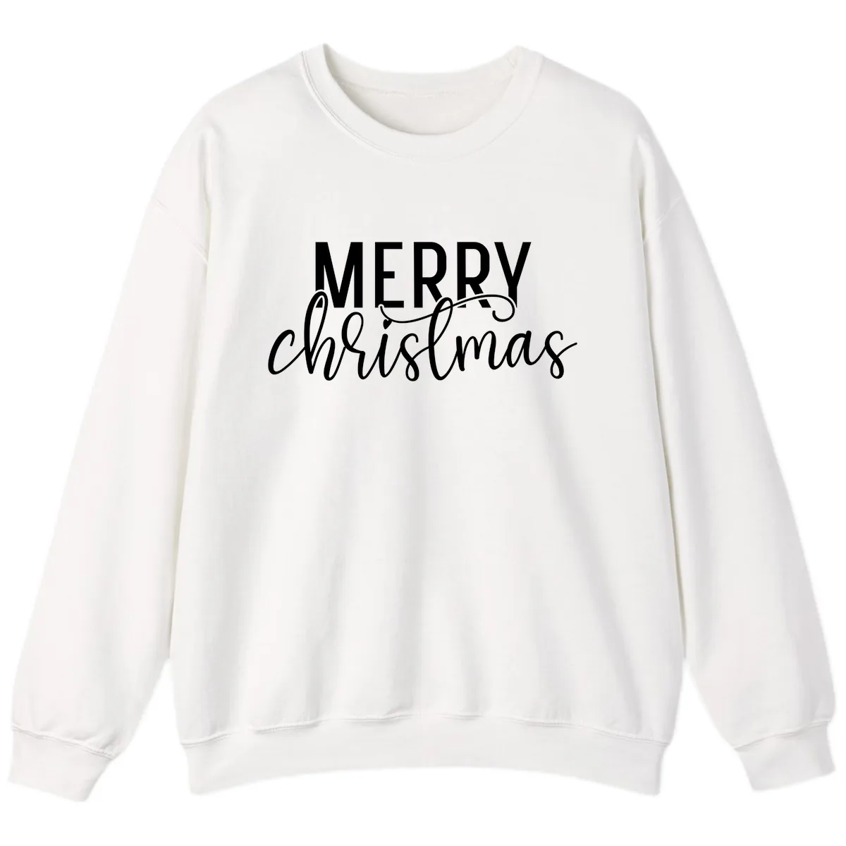 Merry Christmas Script Typography Sweatshirt in White