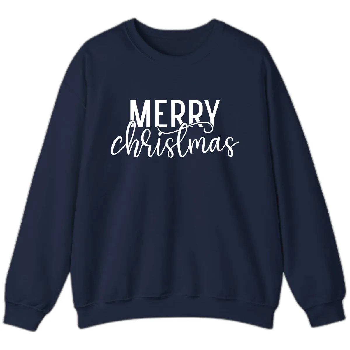 Merry Christmas Script Typography Sweatshirt in Navy