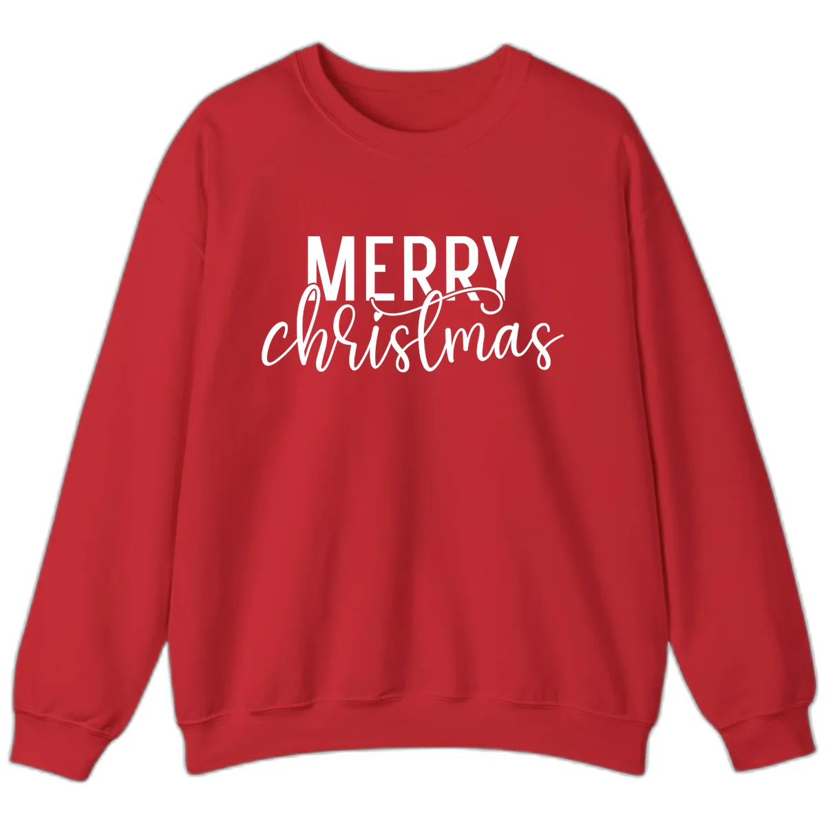 Merry Christmas Script Typography Sweatshirt in Red