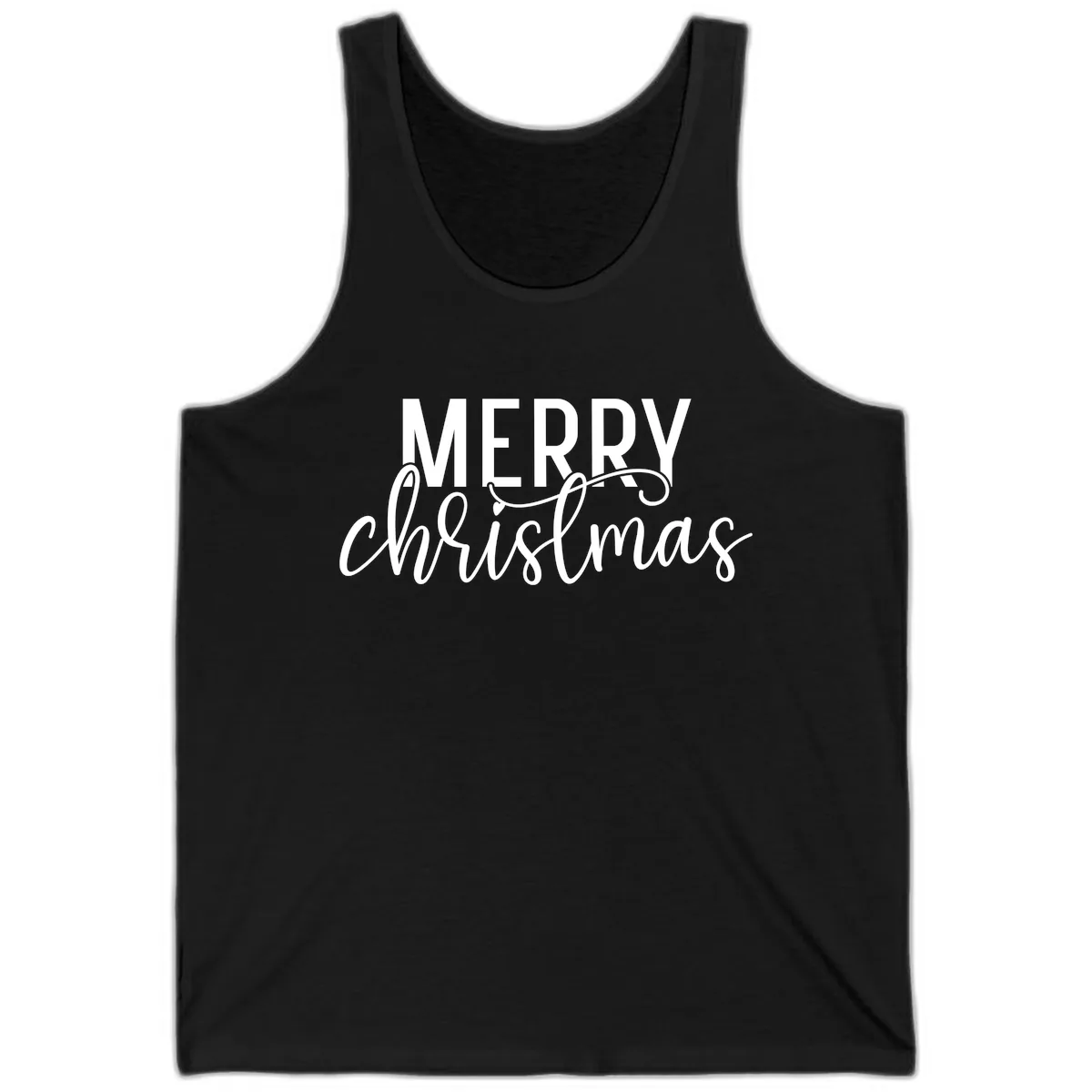 Merry Christmas Script Typography Tank in Black