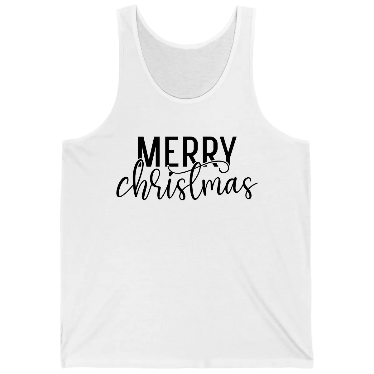Merry Christmas Script Typography Tank in White