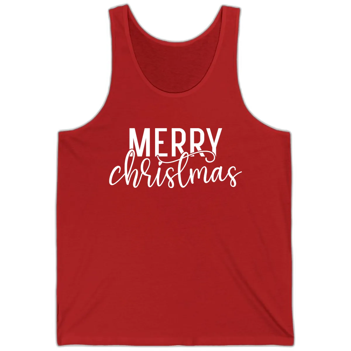Merry Christmas Script Typography Tank in Red