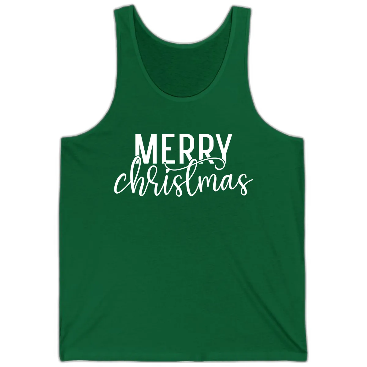 Merry Christmas Script Typography Tank in Kelly