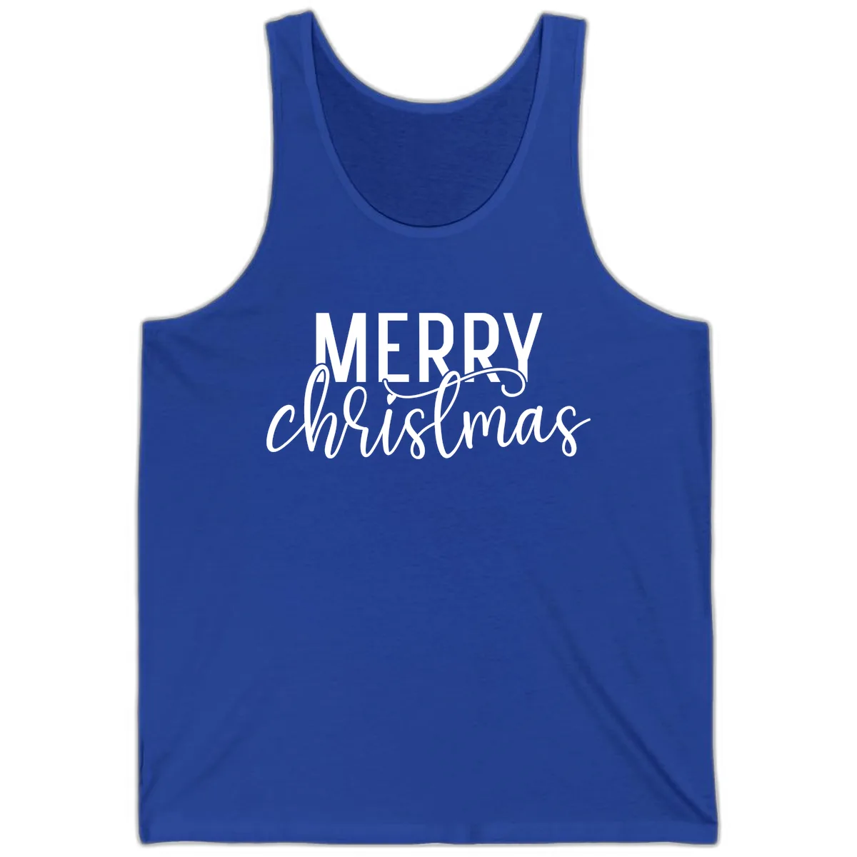 Merry Christmas Script Typography Tank in True Royal