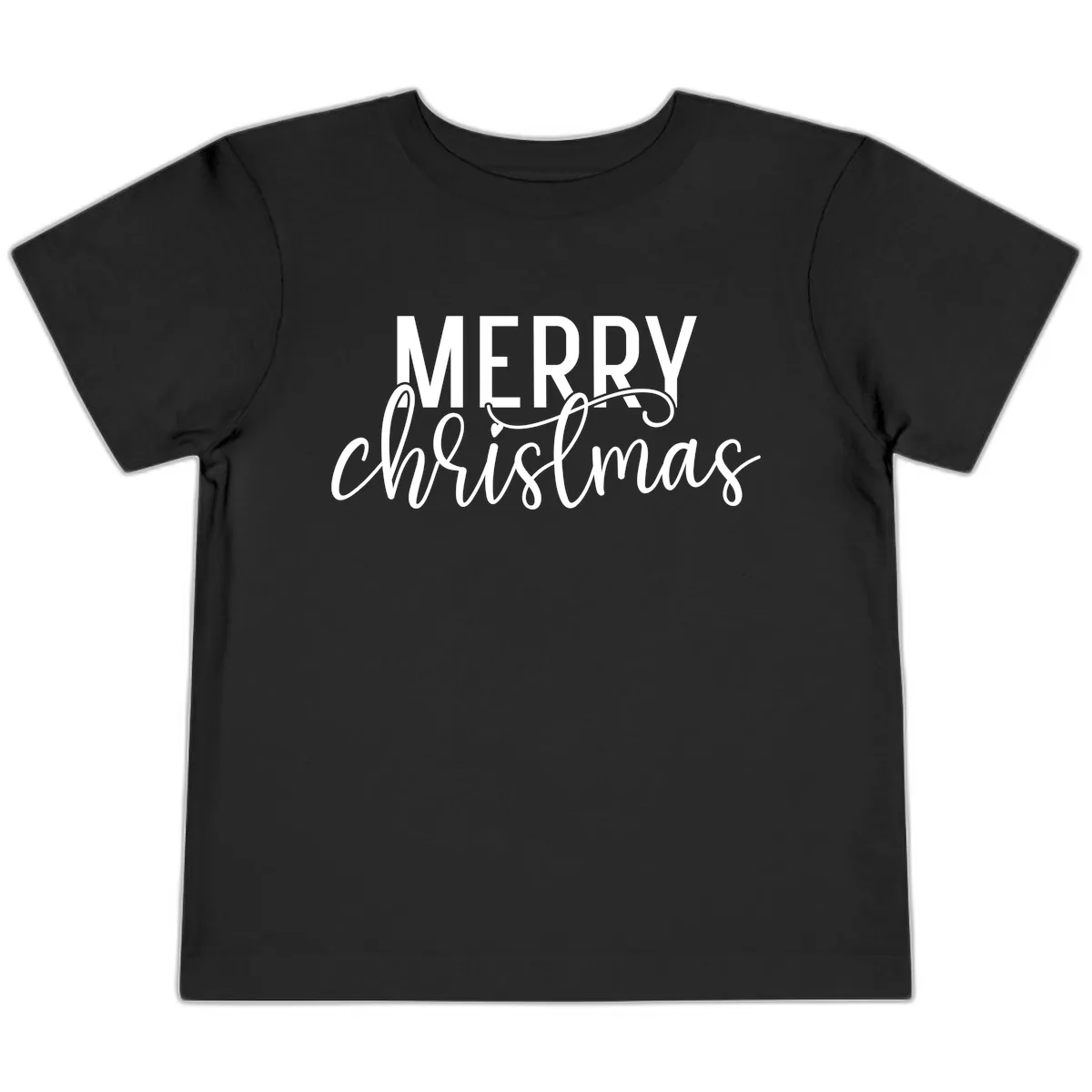Merry Christmas Script Typography Toddler T-Shirt in Black