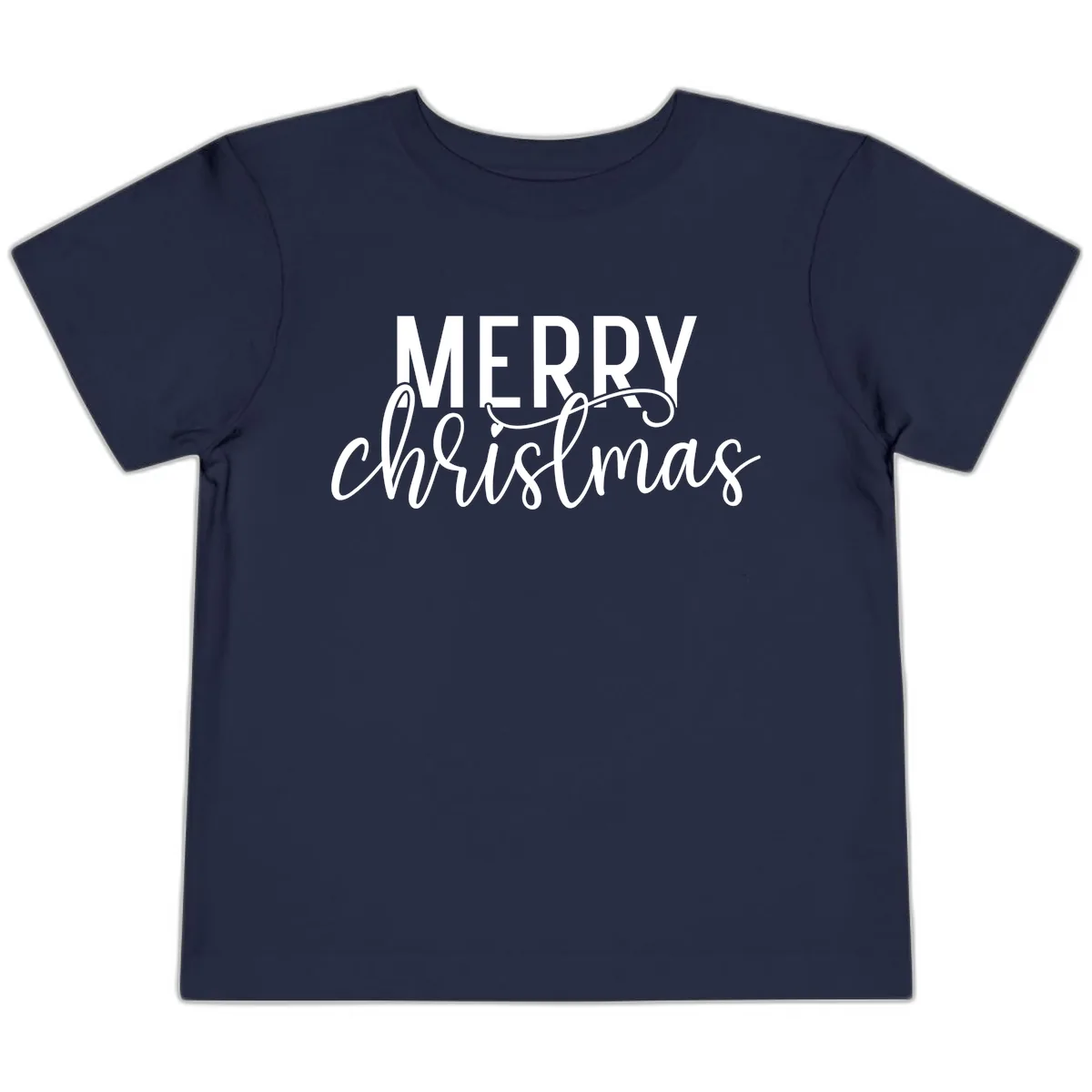 Merry Christmas Script Typography Toddler T-Shirt in Navy