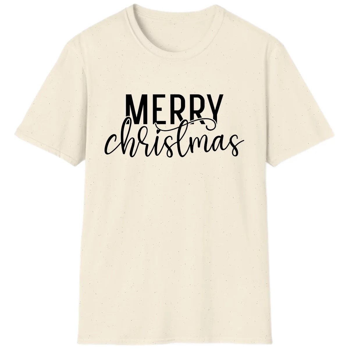 Merry Christmas Script Typography T-Shirt in Natural