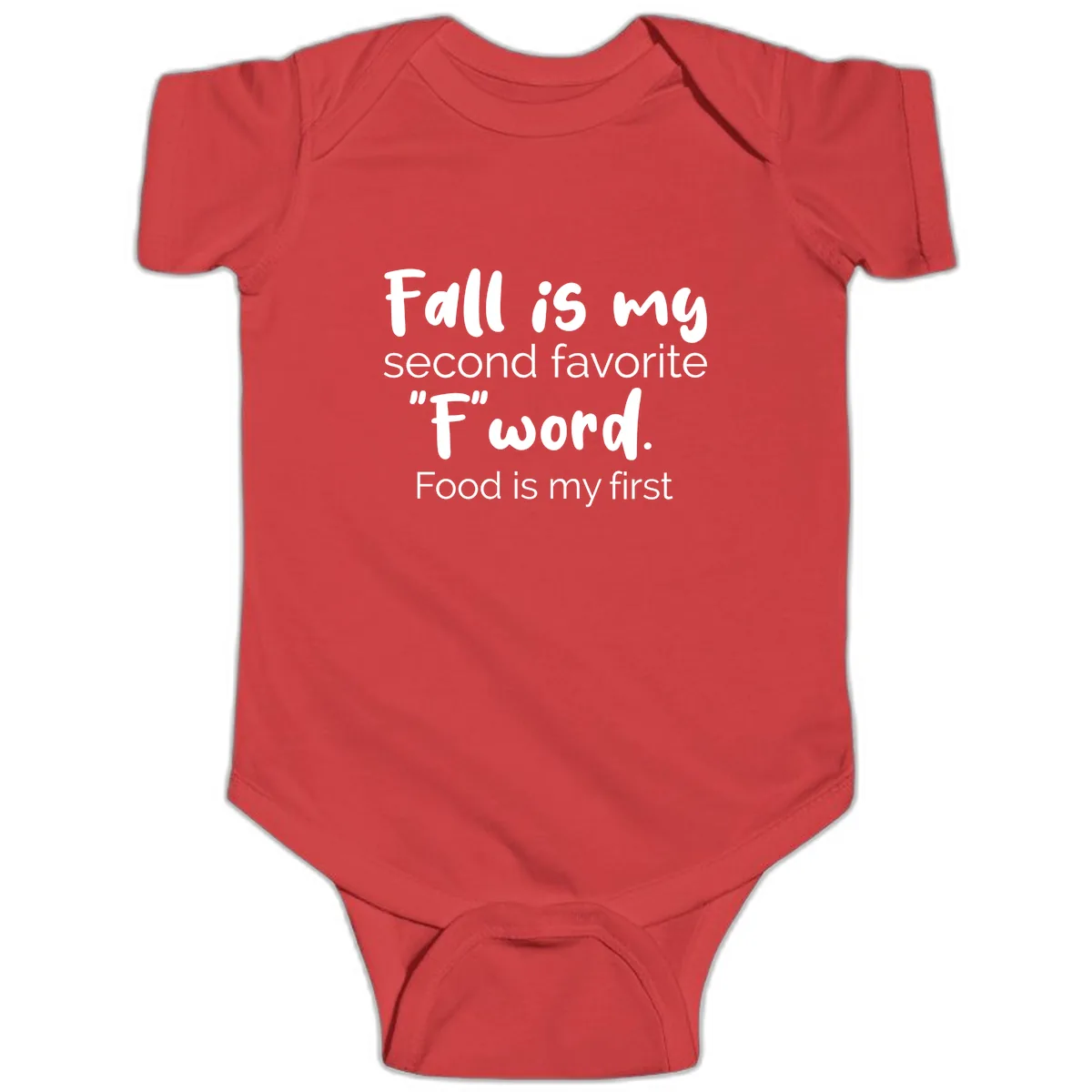 Fall is My Second Favorite F Word Baby Onesie in Red