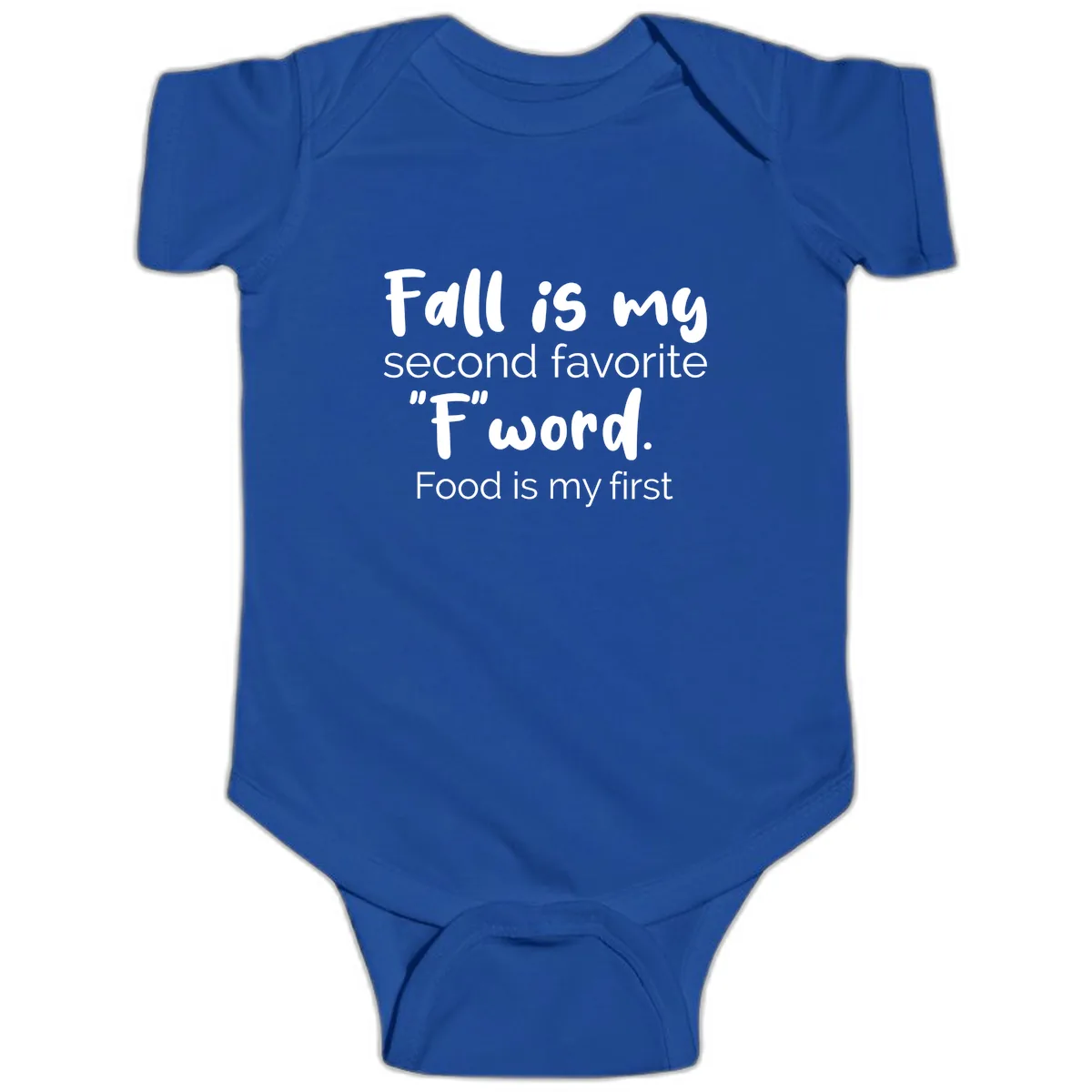 Fall is My Second Favorite F Word Baby Onesie in Royal