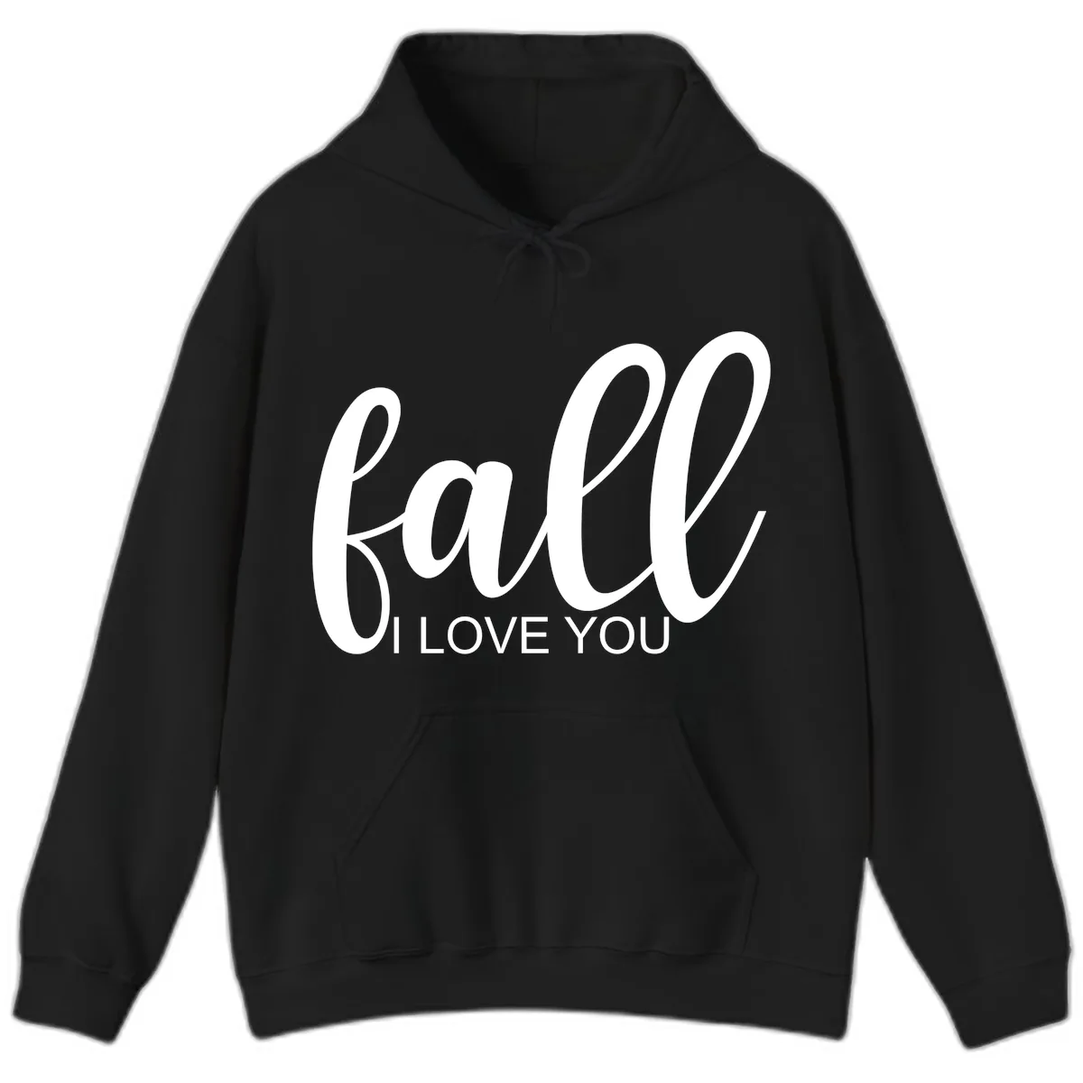 Fall I Love You Script Design Hoodie in Black