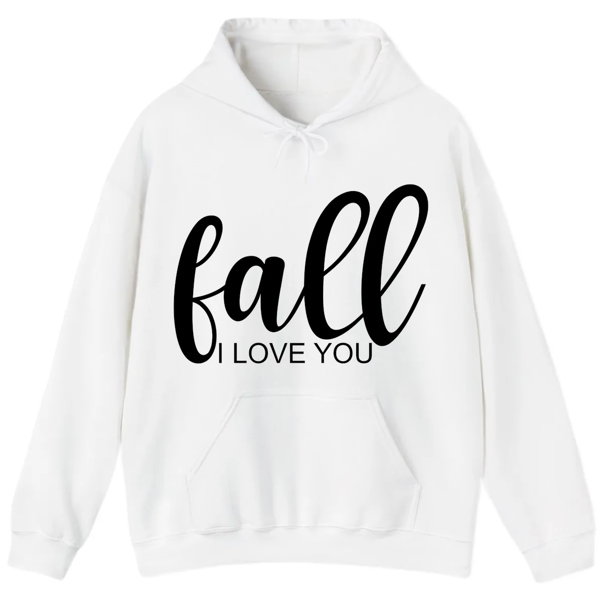 Fall I Love You Script Design Hoodie in White