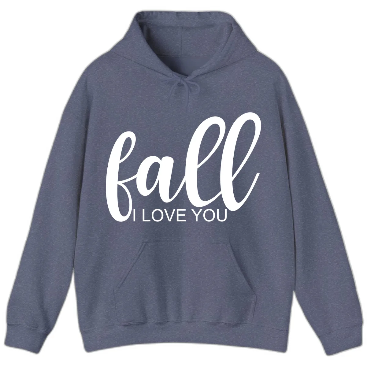Fall I Love You Script Design Hoodie in Heather Navy