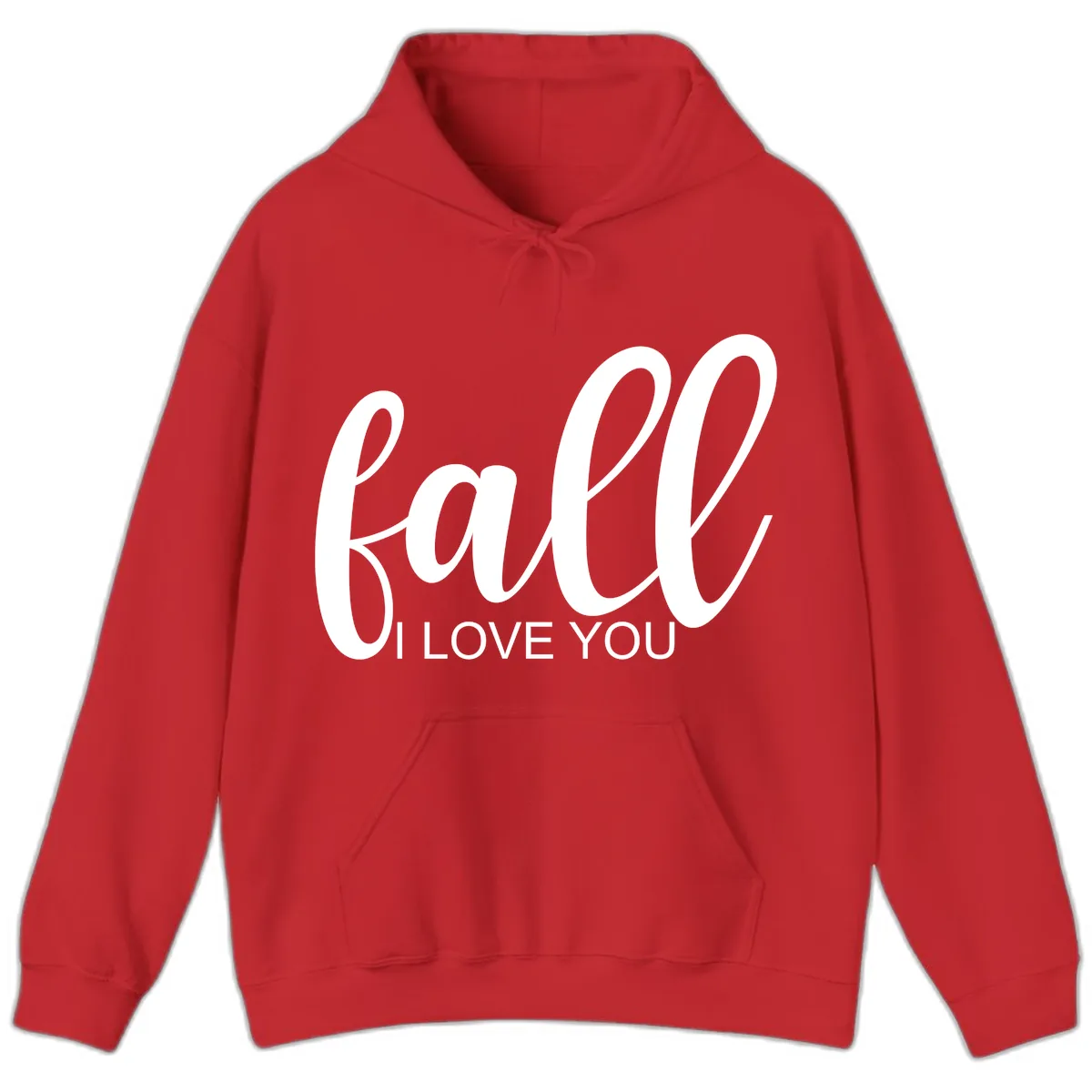 Fall I Love You Script Design Hoodie in Red