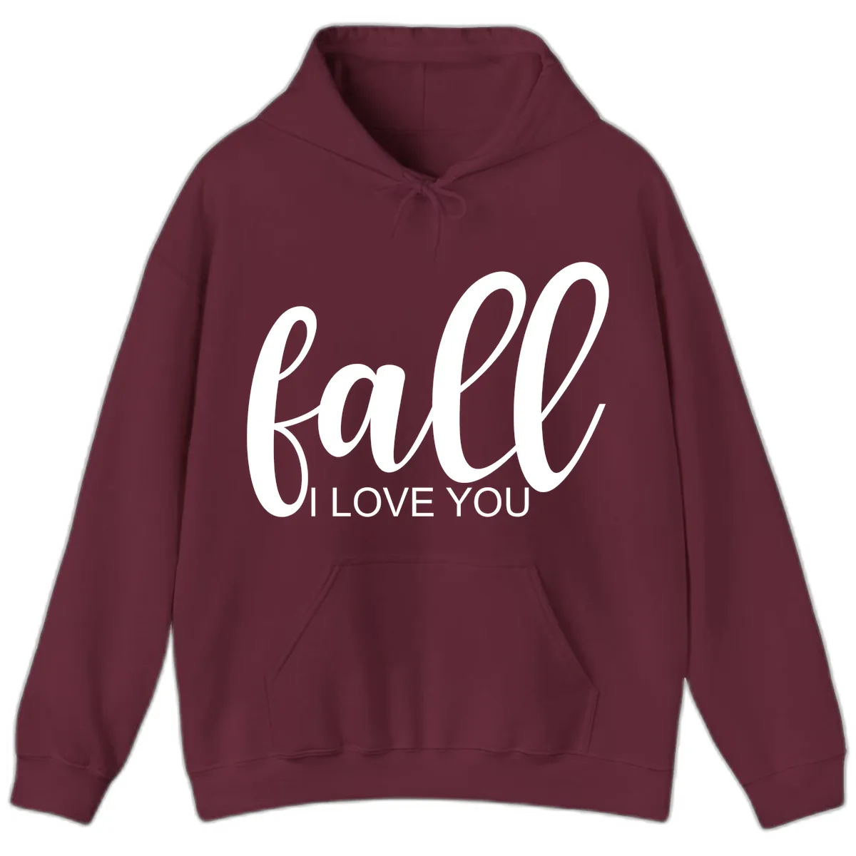 Fall I Love You Script Design Hoodie in Maroon