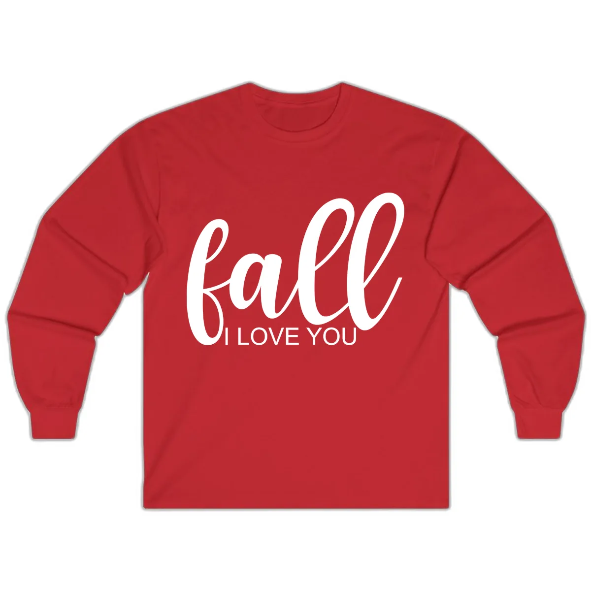 Fall I Love You Script Design Long Sleeve in Red