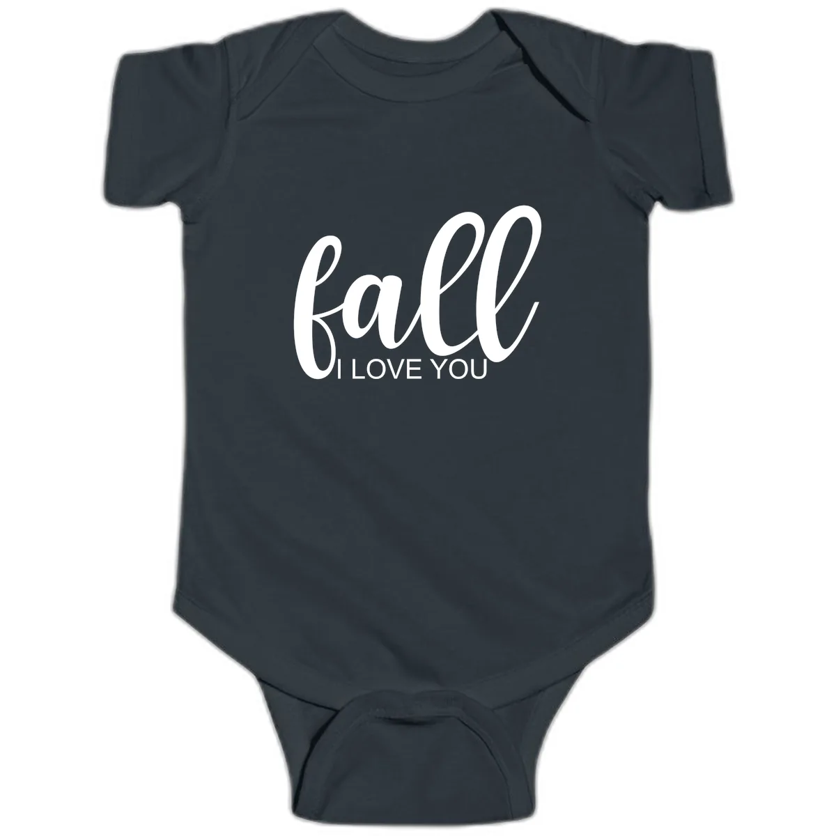 Fall I Love You Script Design Baby Onesie in Black