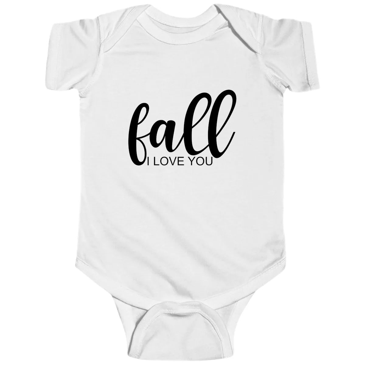 Fall I Love You Script Design Baby Onesie in White