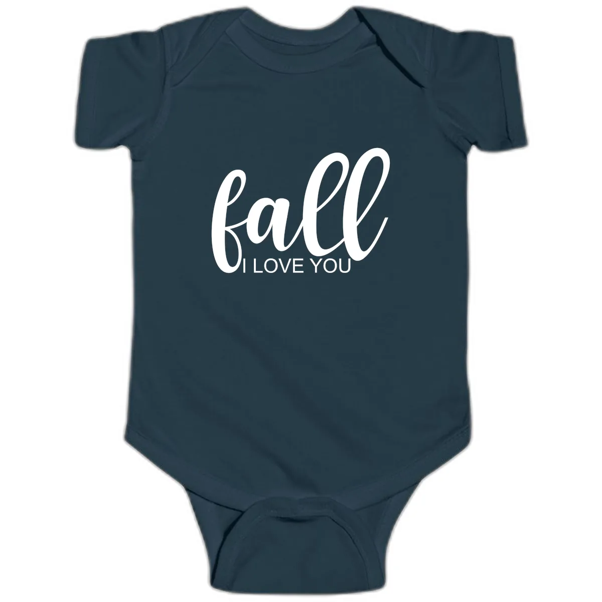 Fall I Love You Script Design Baby Onesie in Navy