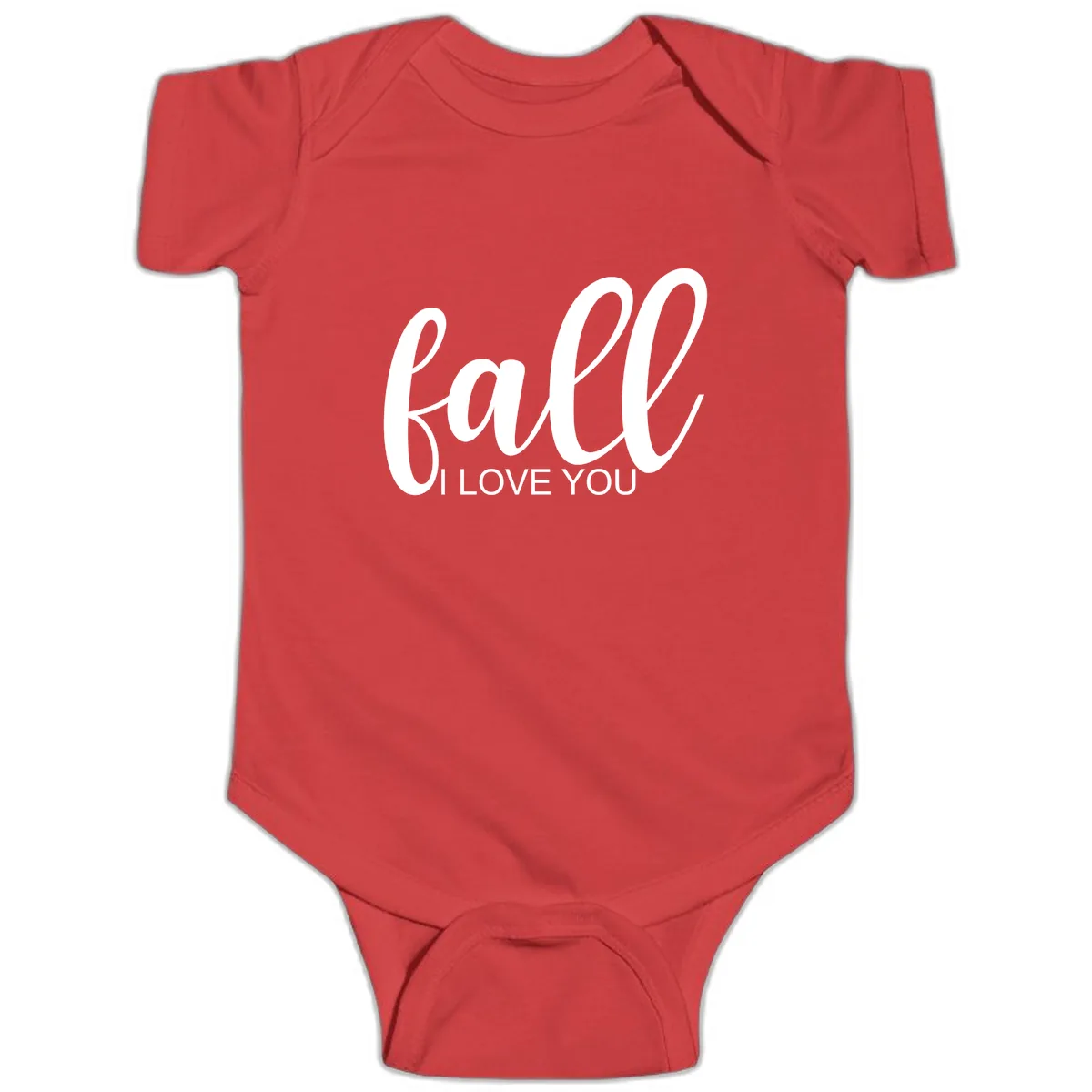 Fall I Love You Script Design Baby Onesie in Red