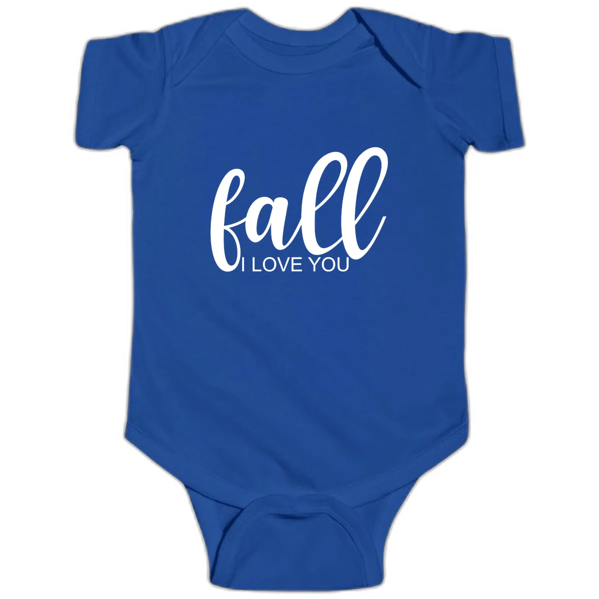 Fall I Love You Script Design Baby Onesie in Royal