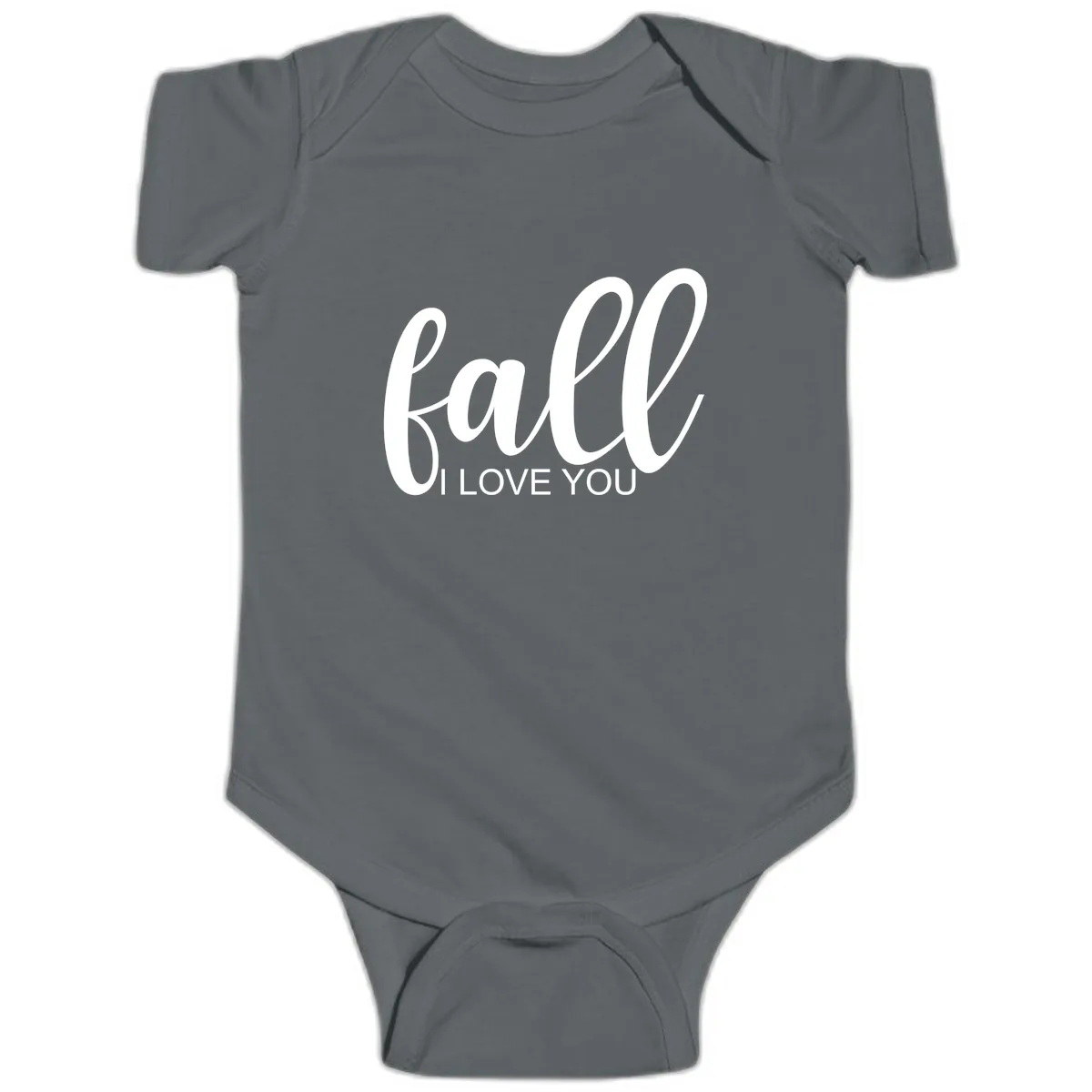 Fall I Love You Script Design Baby Onesie in Charcoal