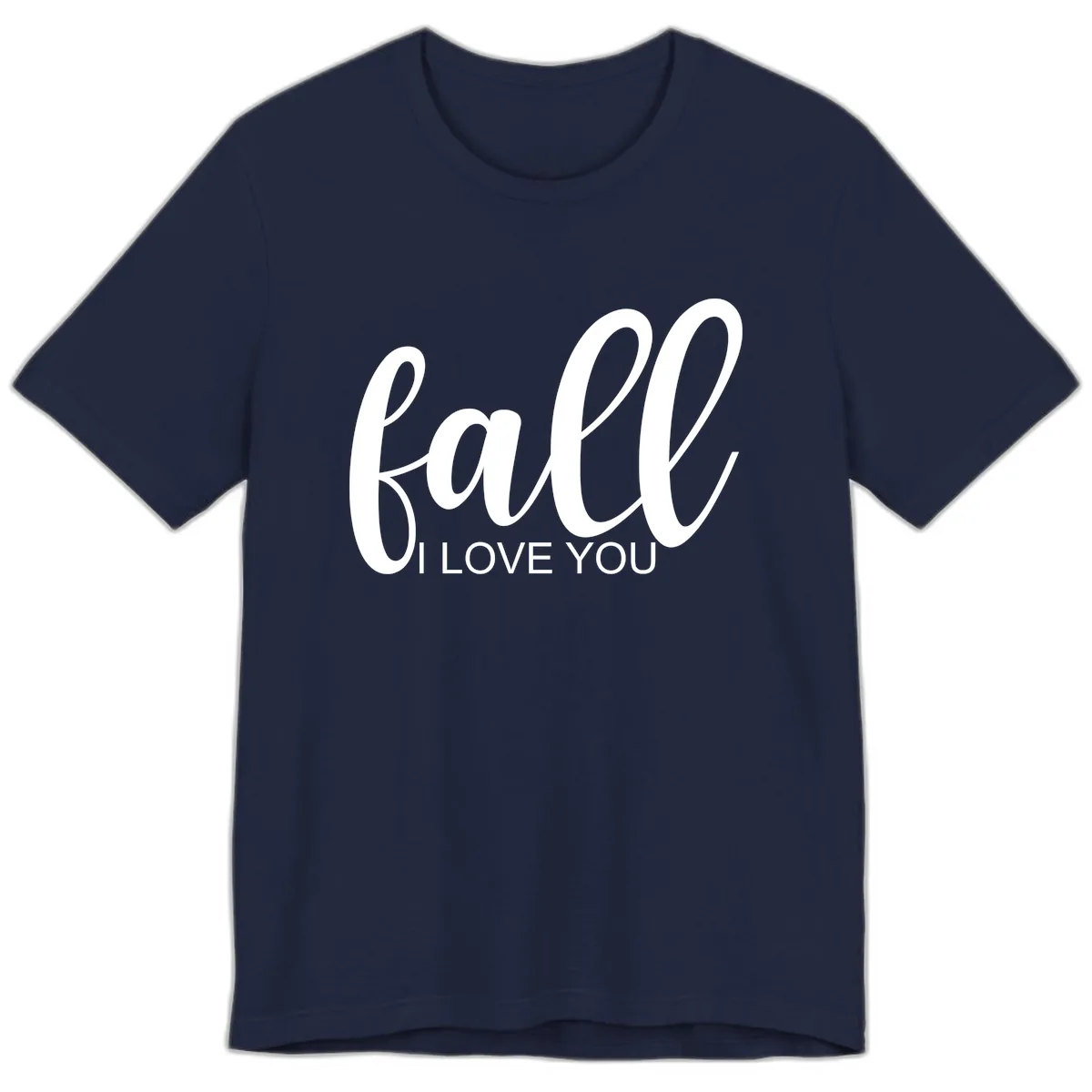 Fall I Love You Script Design Premium T-Shirt in Navy