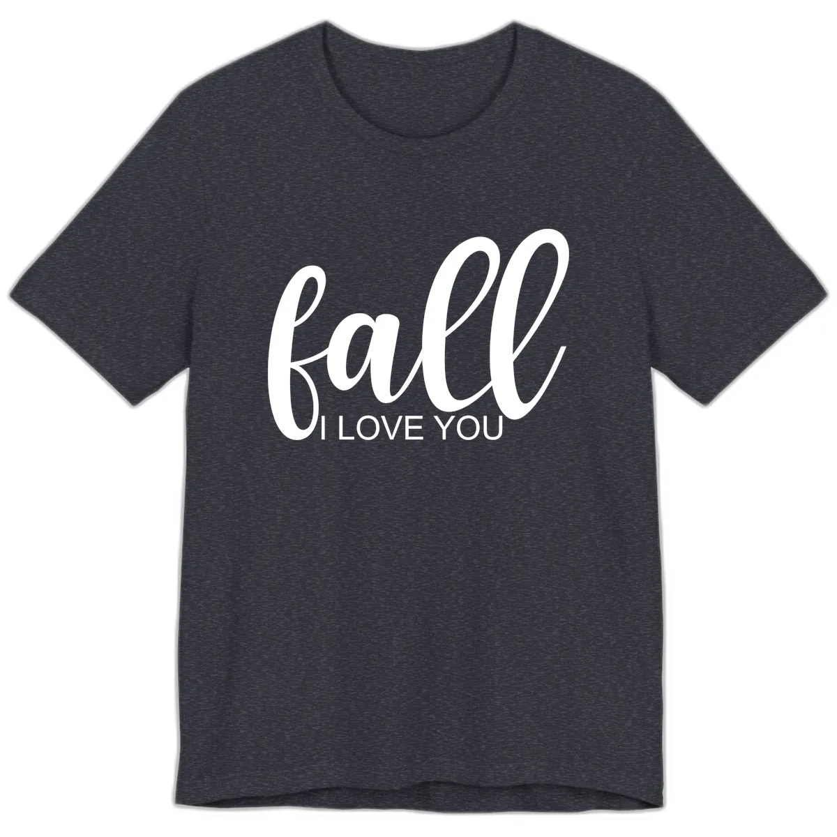 Fall I Love You Script Design Premium T-Shirt in Heather Navy