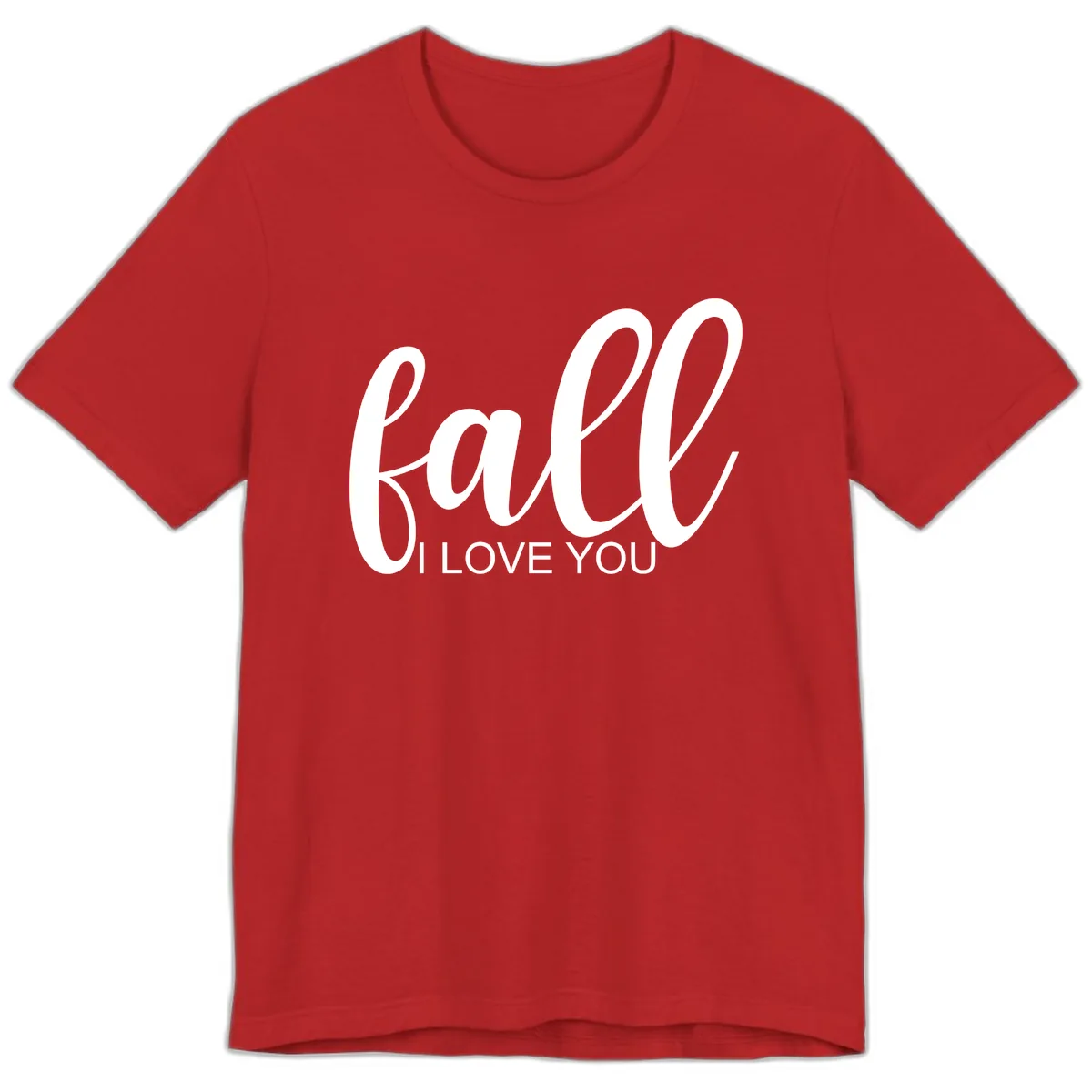 Fall I Love You Script Design Premium T-Shirt in Red