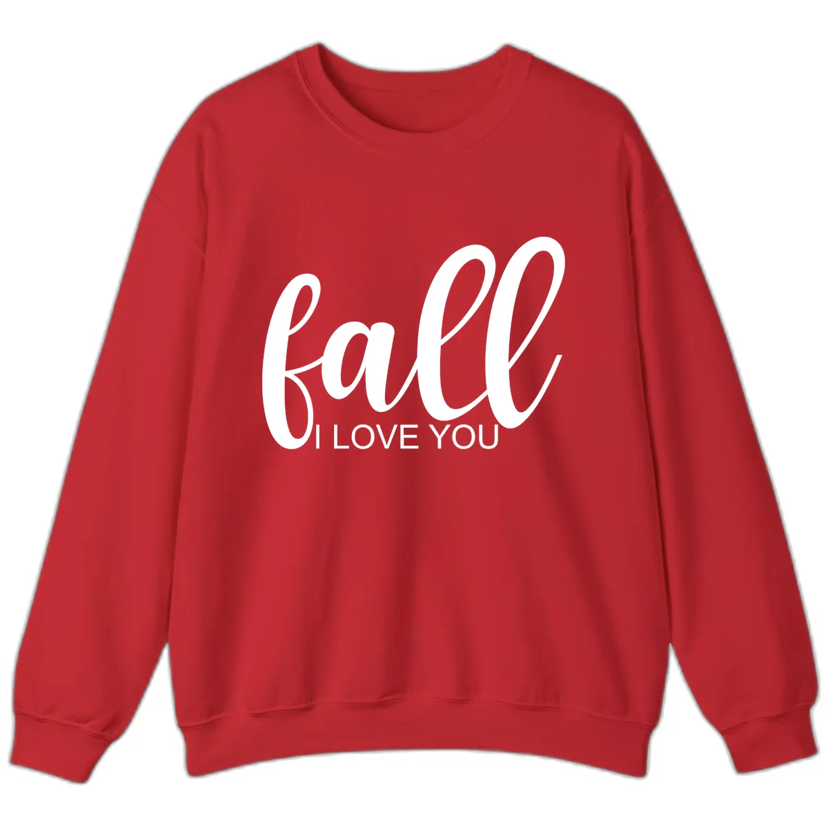Fall I Love You Script Design Sweatshirt in Red