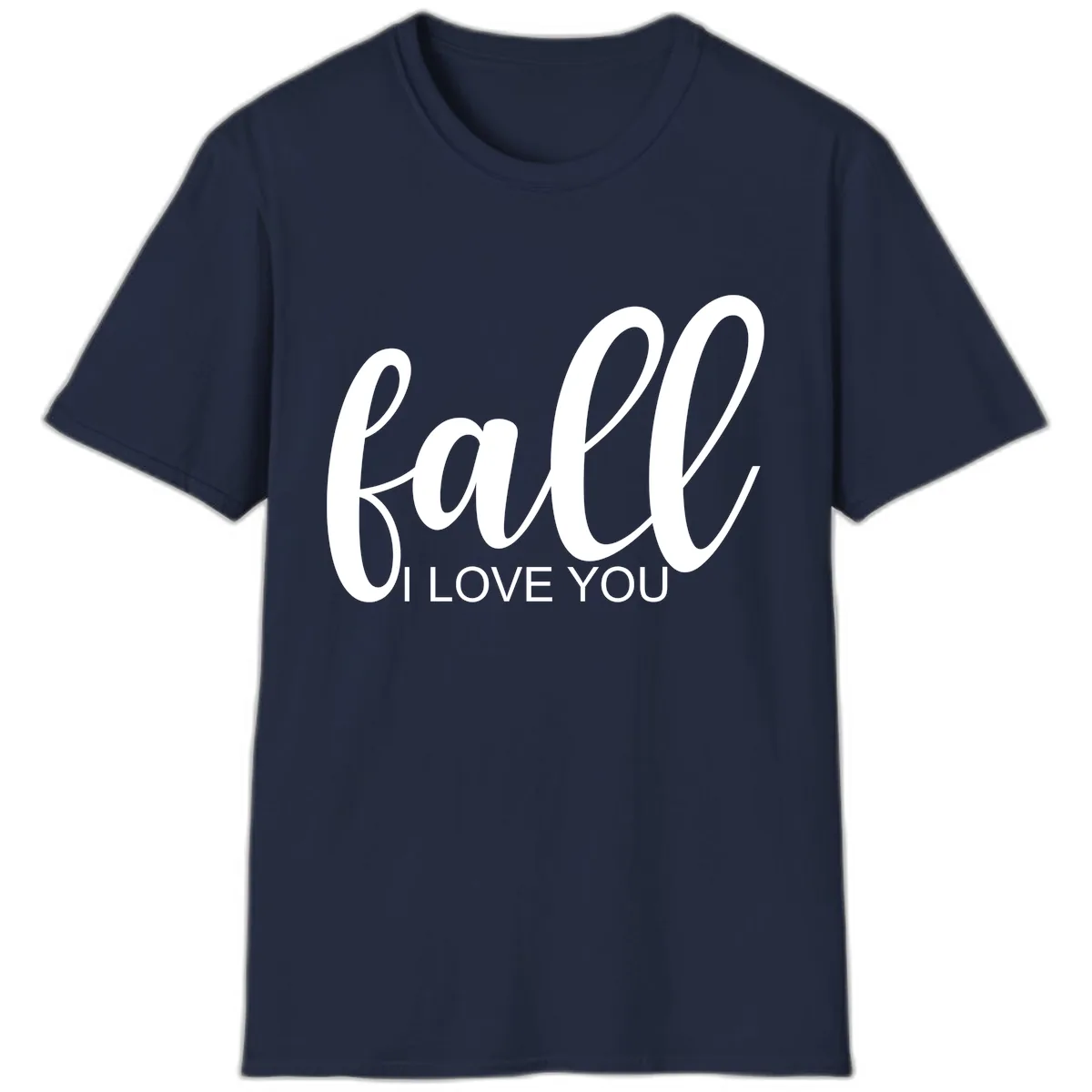 Fall I Love You Script Design T-Shirt in Navy