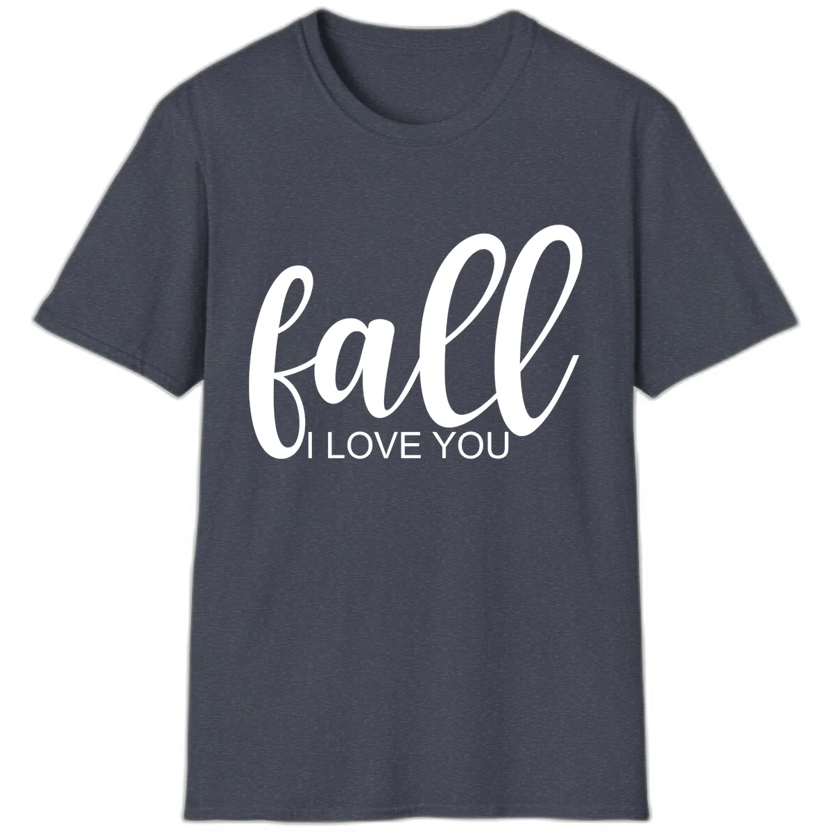 Fall I Love You Script Design T-Shirt in Heather Navy