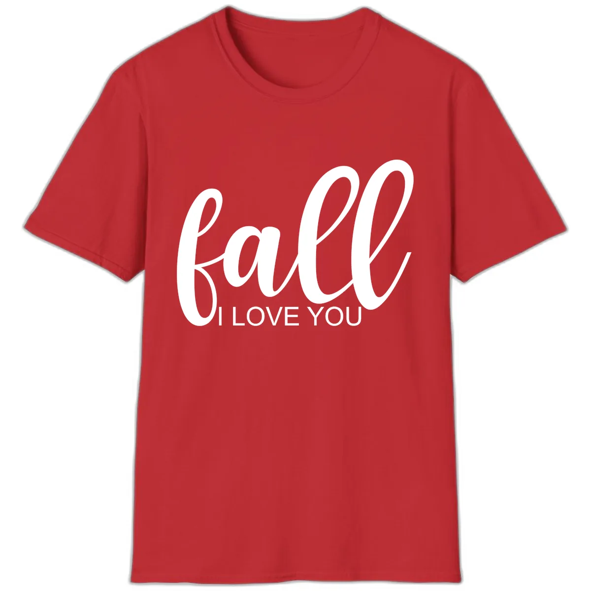 Fall I Love You Script Design T-Shirt in Red